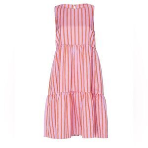 M.D.S Stripes Pink‎ Stripe Peasant Dress Size 10 With Pockets